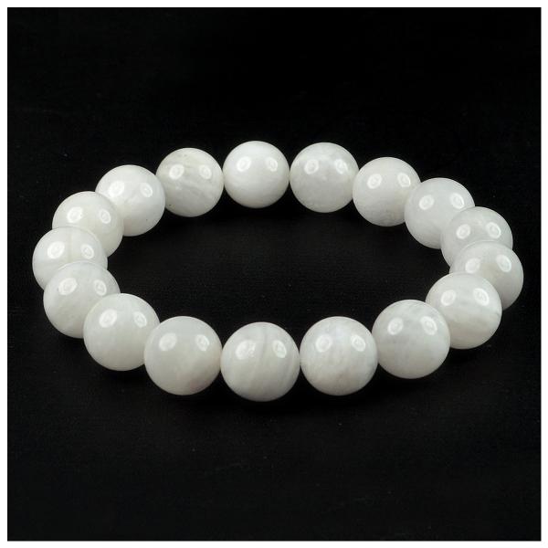 AAA Natural Rainbow Moonstone 12 mm Round Beads Bracelet