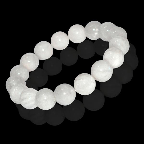 AAA Natural Rainbow Moonstone 12 mm Round Beads Bracelet