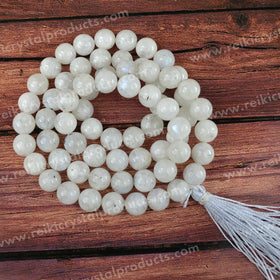 Rainbow Moonstone Crystal Mala