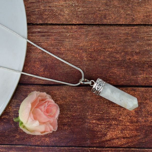 Natural AAA Pencil Shape Pendant - Locket With Metal Chain