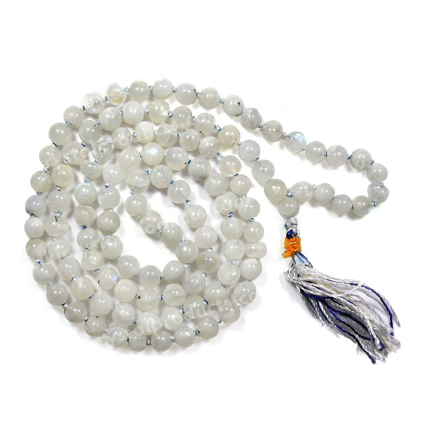 Rainbow Moonstone Crystal Mala