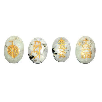Natural Stone Oval Shape Reiki Symbol Set 4 pcs