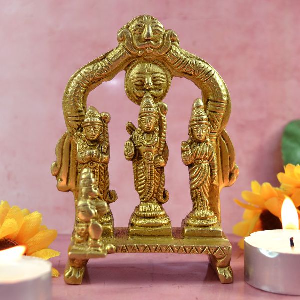 Brass Lord Ram Darbar Rama Sita Lakshman Hanuman Statue Small Size 101.5 mm