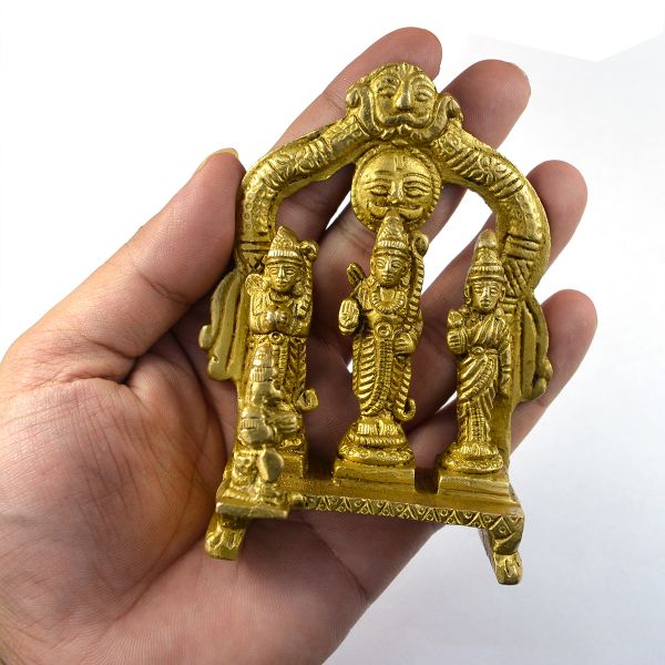 Brass Lord Ram Darbar Rama Sita Lakshman Hanuman Statue Small Size 101.5 mm