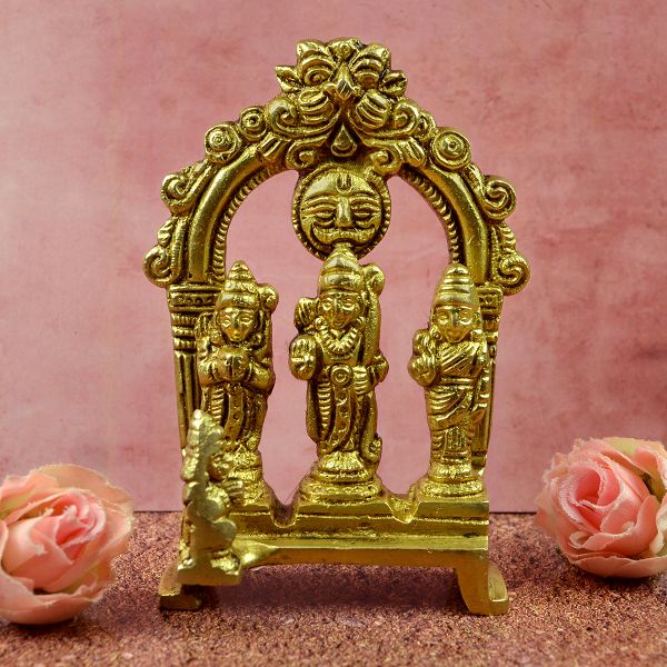 Brass Lord Ram Darbar Murti Ram Parivar Statue Small Size 101.5 mm