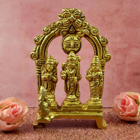 Brass Lord Ram Darbar Murti Ram Parivar Statue Small Size 101.5 mm