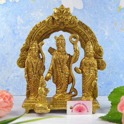 Brass Lord Ram Darbar Murti | Rama Sita Lakshman Hanuman Statue for Home Temple Blessing, Happiness, Health, Wealth | Small Size 114 mm