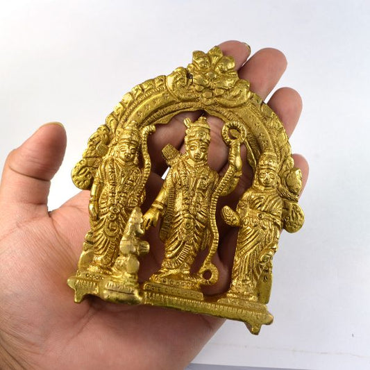 Brass Lord Ram Darbar Murti | Rama Sita Lakshman Hanuman Statue for Home Temple Blessing, Happiness, Health, Wealth | Small Size 114 mm