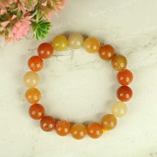 Red Aventurine 10mm Round Bead Bracelet Charged By Reiki Grand Master & Vastu Expert