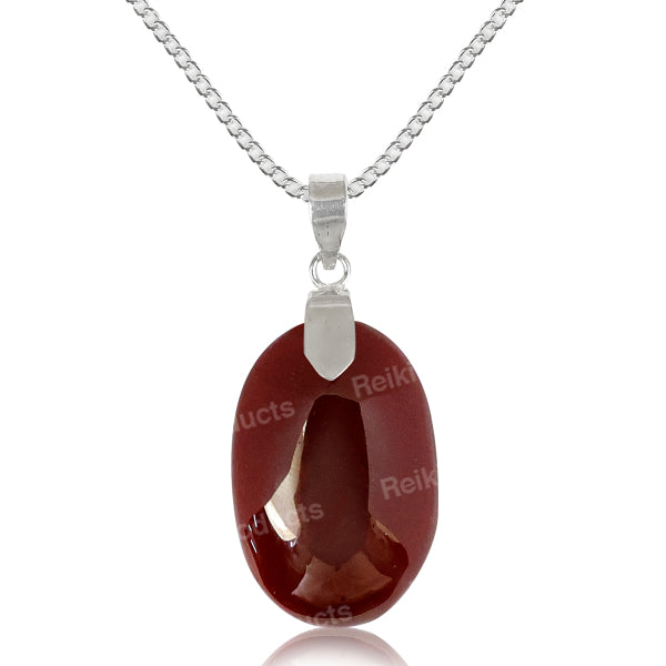 Natural Crystal Stone Oval Shape Pendant - Locket with Metal Chain