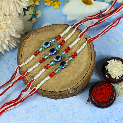 Evil Eye Combo Rakhi Bhaiya Bhabhi Rakhi Set with Roli Tilak & Best Brother Sister