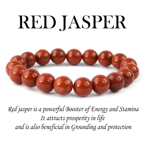 Red Jasper 10 mm Round Bead Bracelet