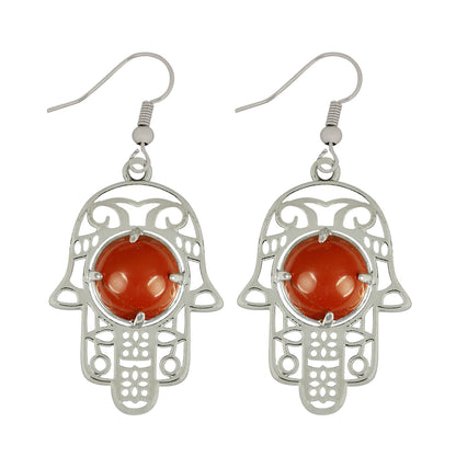 Crystal Stone Hamsa Shape Earrings for Girls Women