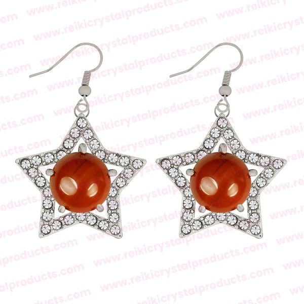 Natural Crystal Stone Star Shape Earrings for Girls Women
