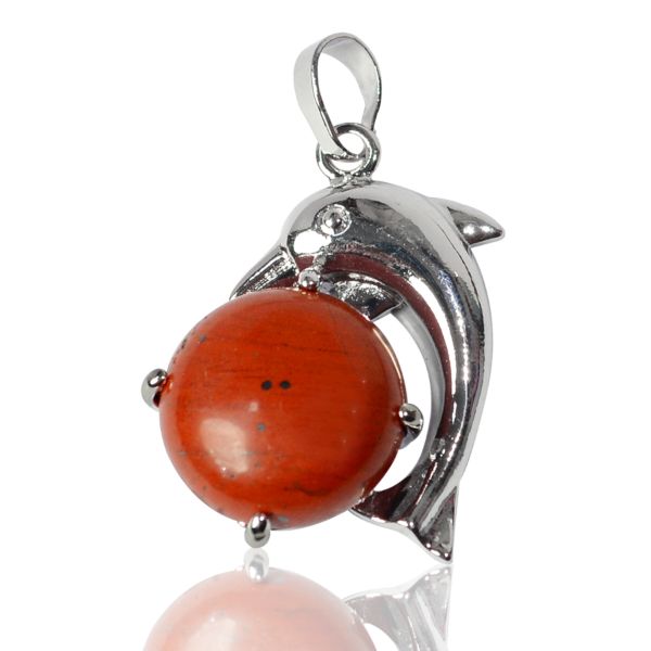 AAA Natural Crystal Stone Dolphin Shape Pendant - Locket with Metal Chain