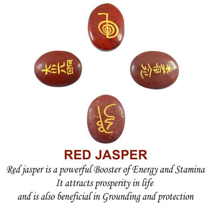 Natural Stone Oval Shape Reiki Symbol Set 4 pcs