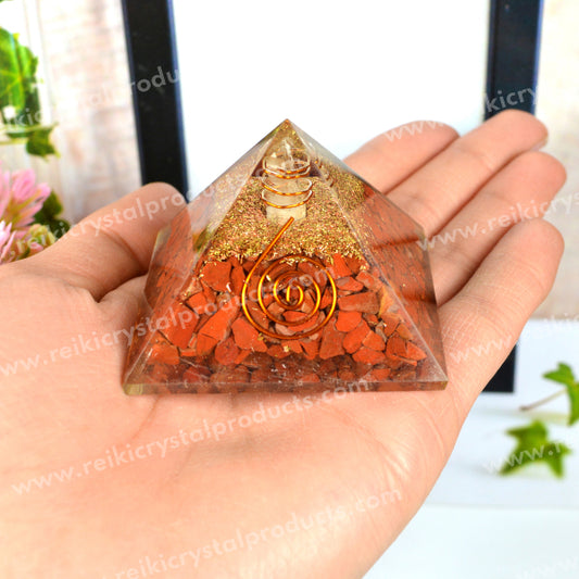 Natural Red Jasper / Orgonite Pyramid 60 mm