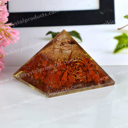 Natural Red Jasper / Orgonite Pyramid 60 mm