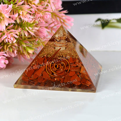 Natural Red Jasper / Orgonite Pyramid 60 mm