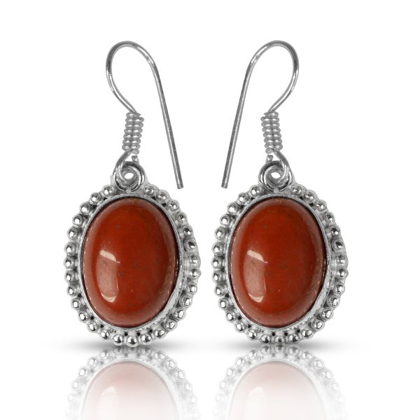 Red Jasper Crystal Stone Oval Shape Earring