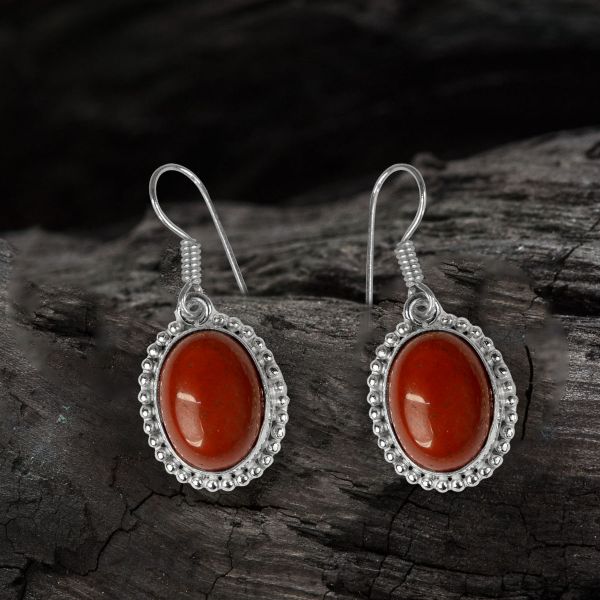 Red Jasper Crystal Stone Oval Shape Earring