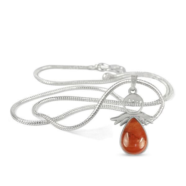 Natural Crystal Stone Angel Guardian Shape Pendant - Locket with Metal Chain