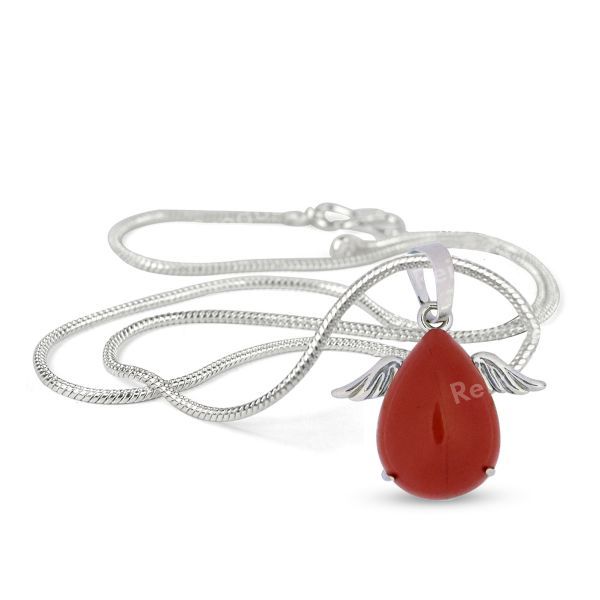Natural Crystal Stone Angel Shape Pendant with Metal Chain