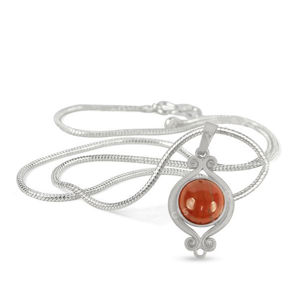 Natural Crystal Stone Designer Round Shape Pendant - Locket mm with Metal Chain