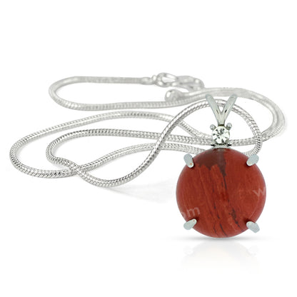 Natural Crystal Stone Round Shape Pendant - Locket with Metal Chain