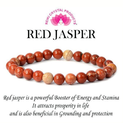 Certified Red Jasper 8 mm Round Beads Bracelet