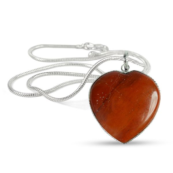 Natural Crystal Stone Heart Shape Pendant Size 30-35 mm with Metal Chain