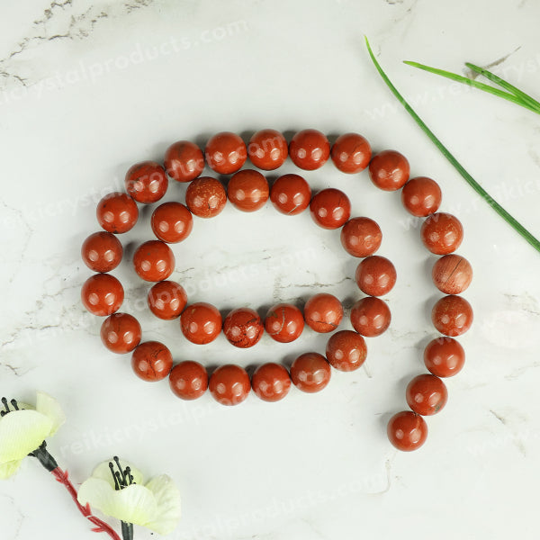 Red Jasper 10 mm Round Loose Beads 35-40 pcs for Making Bracelet Mala Necklaces
