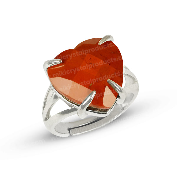 Natural Crystal Gemstone Adjustable Heart Shape Ring for Girls Women