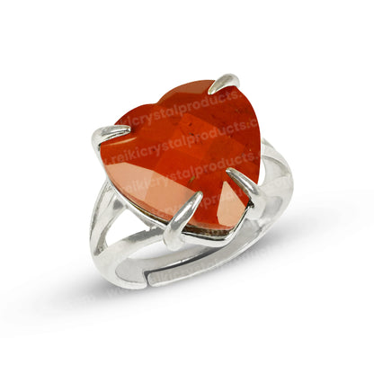 Natural Crystal Gemstone Adjustable Heart Shape Ring for Girls Women