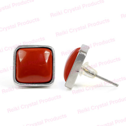 Natural Crystal Stone Square Earrings / Tpos / Studs for Girls Women