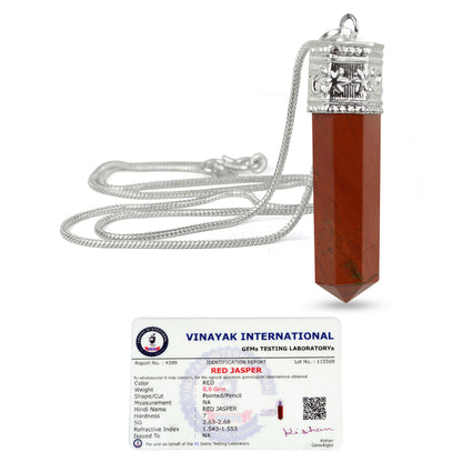 Certified AAA Natural Crystal Stone Pencil Shape Pendant - Locket with Metal Chain
