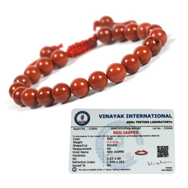 Certified Natural Single Line Stone Macrame Nylon Cord Adjustable 8 mm Bracelet for Unisex