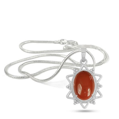 Natural Crystal Stone Oval Star Shape Pendant - Locket with Metal Chain
