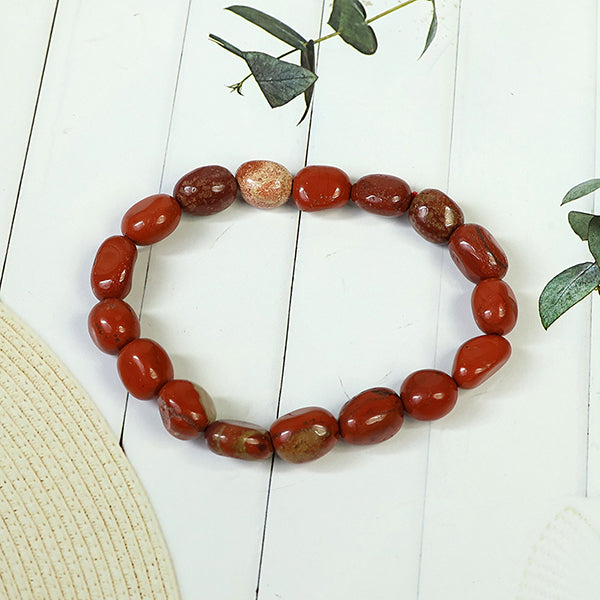 Natural Red Jasper Tumble Bracelet for Unisex