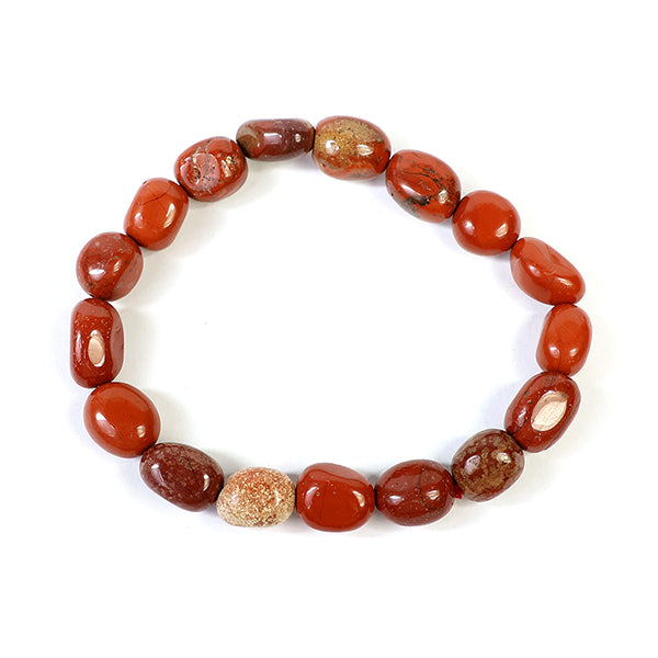 Natural Red Jasper Tumble Bracelet for Unisex