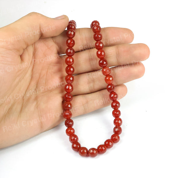 Red Onyx 8 mm Faceted Loose Beads 45-50 pcs for Making Bracelet Mala Necklaces