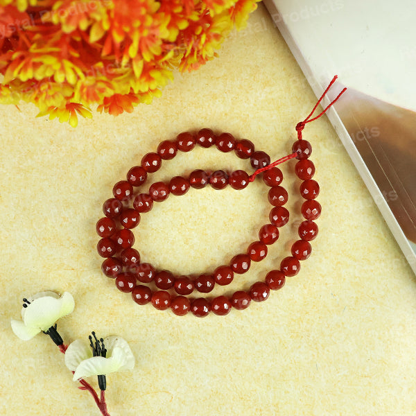Red Onyx 8 mm Faceted Loose Beads 45-50 pcs for Making Bracelet Mala Necklaces