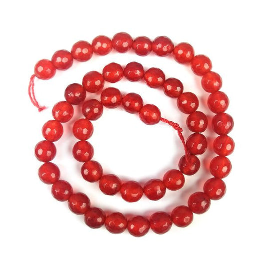 Red Onyx 8 mm Faceted Loose Beads 45-50 pcs for Making Bracelet Mala Necklaces