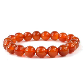 Natural Red Onyx 10 mm Round Bead Bracelet – Gemstone Bracelet for Strength & Protection