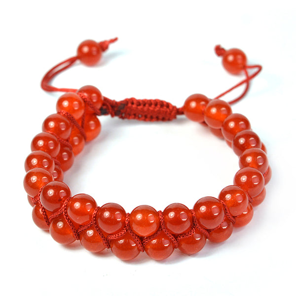 Red Onyx Macrame Nylon Cord Adjustable Wristband Double line Stone Bracelet