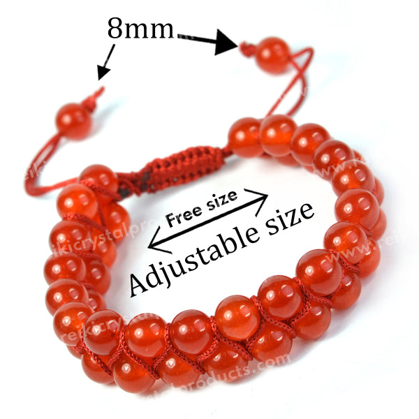 Red Onyx Macrame Nylon Cord Adjustable Wristband Double line Stone Bracelet