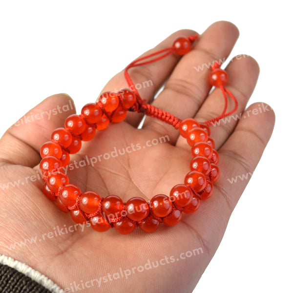 Red Onyx Macrame Nylon Cord Adjustable Wristband Double line Stone Bracelet