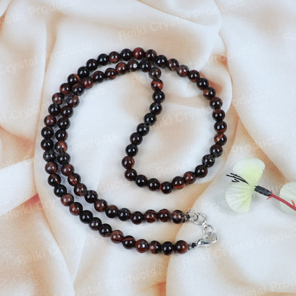 Natural Crystal Stone 6 mm Round Bead Necklace Mala for Girls & Women