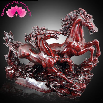 Two / 2 Big Red Running Horses