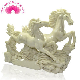 Two / 2 Big White Running Horses